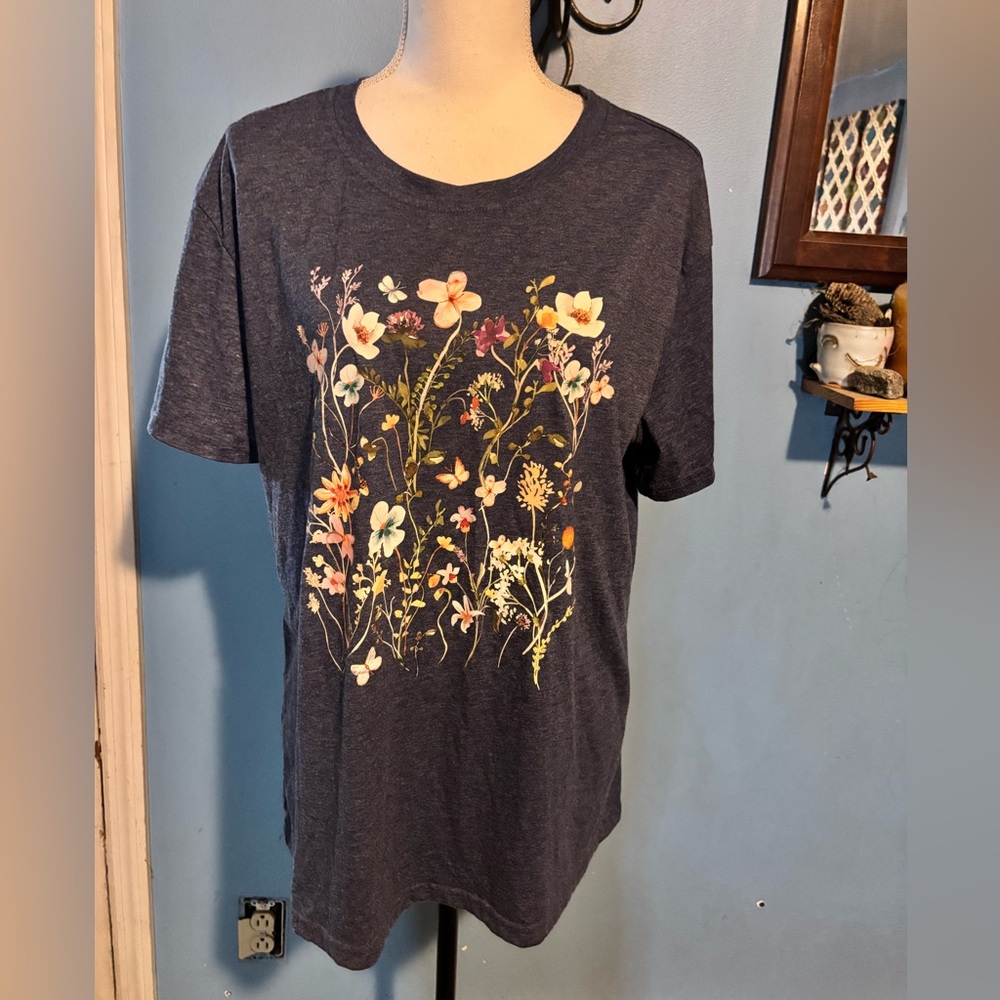 Floral, Short Sleeve, T-Shirt
